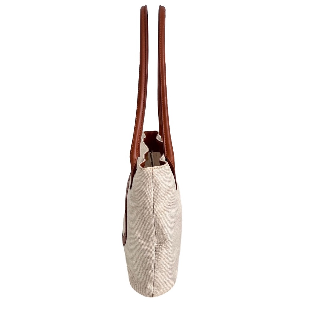 Delvaux Beige Canvas ‘Toile Charleston’ with Brown Leather Trim Tote Bag - Picture 4 of 12